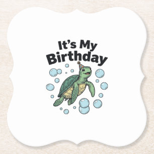 Zeeschildpad Verjaardag Shirt Ontwerp_1 Kartonnen Onderzetters