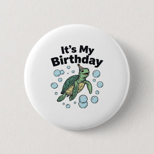 Zeeschildpad Verjaardag Shirt Ontwerp_1 Ronde Button 5,7 Cm