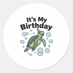 Zeeschildpad Verjaardag Shirt Ontwerp_1 Ronde Sticker