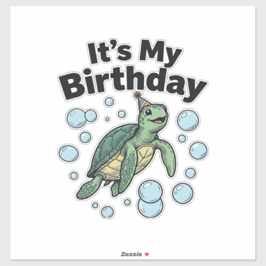Zeeschildpad Verjaardag Shirt Ontwerp_1 Sticker (Vel)