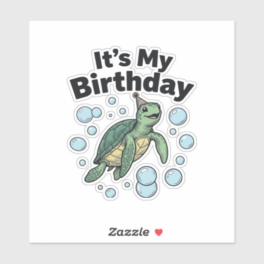 Zeeschildpad Verjaardag Shirt Ontwerp_1 Sticker (Vel)