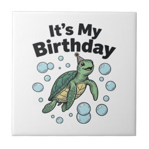 Zeeschildpad Verjaardag Shirt Ontwerp_1 Tegeltje