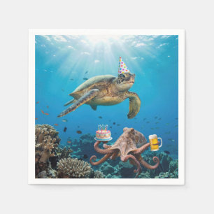Zeeschildpad-verjaardagsfeest met Octopus Servet