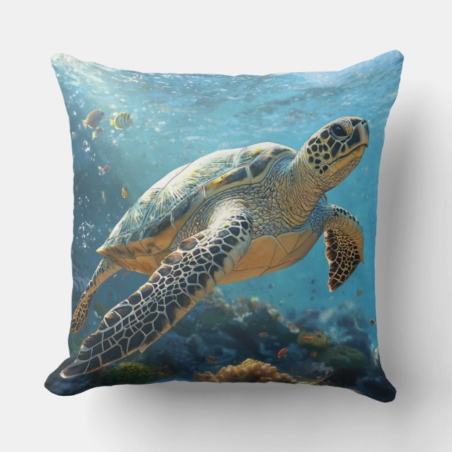 🐢 zeeschildpad voor marien deco kussen (Voorkant)