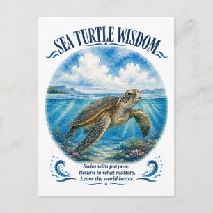 Zeeschildpad Wijsheid Onder de Golven Briefkaart