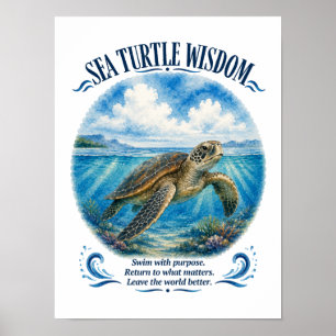 Zeeschildpad Wijsheid Onder de Golven Poster