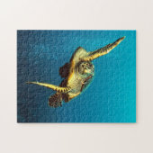 Zeeschildpad zwemt onder water legpuzzel (Horizontaal)