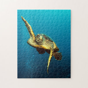Zeeschildpad zwemt onder water legpuzzel