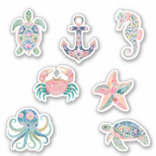 Zeeschildpadden Anker Zeepaardje Zeester Krab Sticker