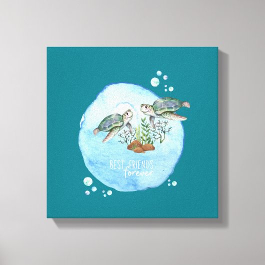 Zeeschildpadden BFFs - Persoonlijke Cadeaus voor B Canvas Afdruk (Voorkant)