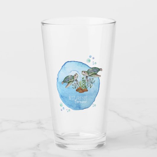 Zeeschildpadden BFFs - Persoonlijke Cadeaus voor B Glas (Voorkant)