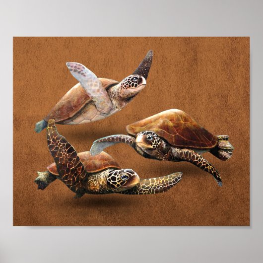 Zeeschildpadden Dieren Uitsterven Red De Schildpad Poster (Voorkant)