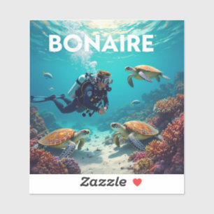 Zeeschildpadden en duiker in Bonaire Sticker