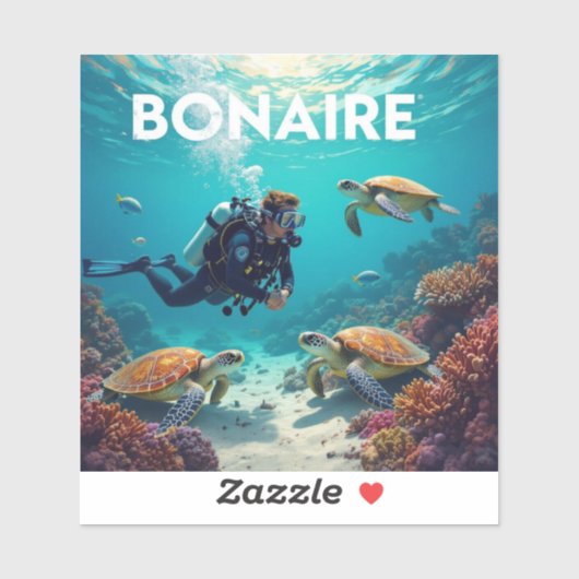 Zeeschildpadden en duiker in Bonaire Sticker (Vel)