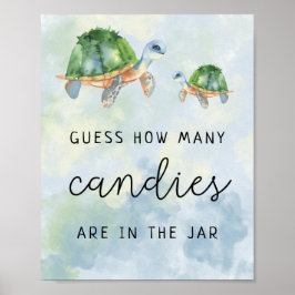 Zeeschildpadden - Hoeveel snoepjes babyshower spel Poster