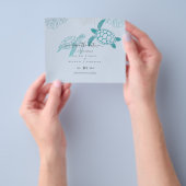 Zeeschildpadden Huwelijk Moderne Lijntekening Flyer (Hand)