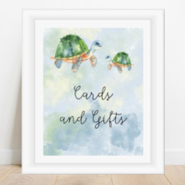 Zeeschildpadden - kaarten en cadeaus babyshower po poster