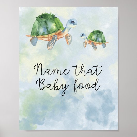 Zeeschildpadden - naam dat babyvoedsel showerposte poster (Voorkant)
