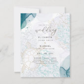 Zeeschildpadden Oceaanleven Strand Theel Bruiloft Kaart (Voorkant)