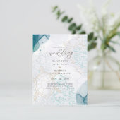 Zeeschildpadden Oceaanleven Strand Theel Bruiloft Kaart (Staand voorkant)