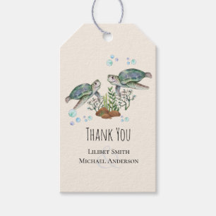 Zeeschildpadden Strand Bruiloft Cadeautags Cadeaulabel