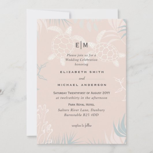 Zeeschildpadden STRAND Bruiloft Koraal Teal Turquo (Voorkant)