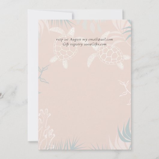 Zeeschildpadden STRAND Bruiloft Koraal Teal Turquo (Achterkant)