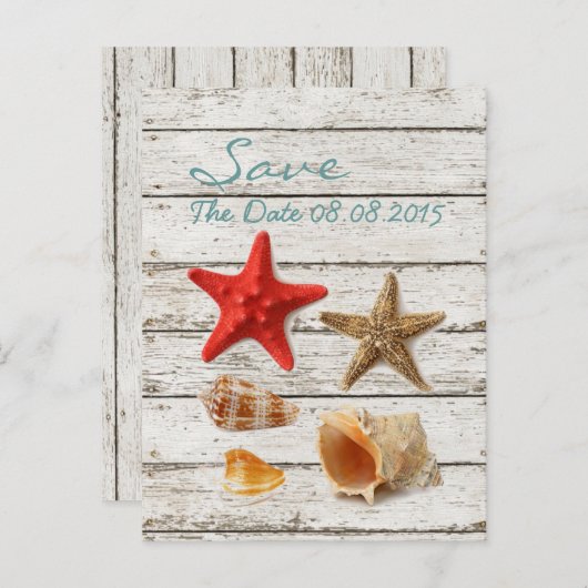 zeeschildpadden strand redden de datum aankondigingskaart (Voorkant / Achterkant)