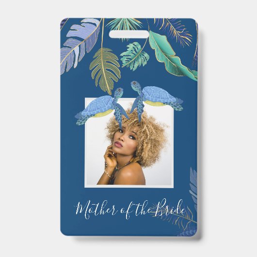 Zeeschildpadden Trouwen Blauw Geel Badge (Voorzijde)