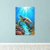 Zeeschildpadparadijs Canvasprint Canvas Afdruk (Insitu (Houten vloer))