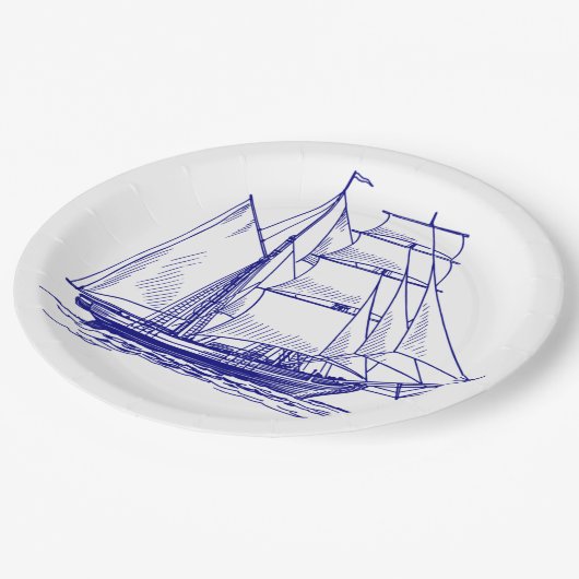 Zeeschip met blauw bord (Gekanteld)
