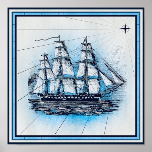  zeeschipkaart poster (Voorkant)