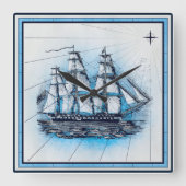  zeeschipkaart vierkante klok (Voorkant)