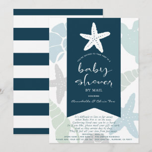 Zeeschols Navy Blue Baby shower per post Kaart
