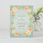 Zeeschuim Abrikoos Ranunculus Eucalyptus Bruiloft Kaart (Staand voorkant)