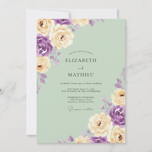 Zeeschuim Amethyst Bloemblad Bruiloft Kaart (Voorkant)