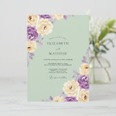 Zeeschuim Amethyst Bloemblad Bruiloft Kaart (Staand voorkant)