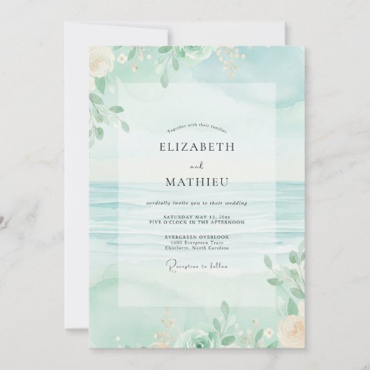 Zeeschuim Blad Sage Bruiloft Kaart (Voorkant)