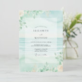Zeeschuim Blad Sage Bruiloft Kaart (Staand voorkant)