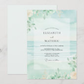 Zeeschuim Blad Sage Bruiloft Kaart (Voorkant / Achterkant)