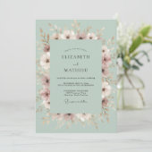 Zeeschuim Blush Bloem Bruiloft Kaart (Staand voorkant)