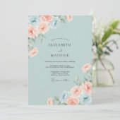 Zeeschuim Blush Pioen Huwelijk Kaart (Staand voorkant)