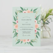 Zeeschuim Blush Ranunculus Eucalyptus Bruiloft Kaart (Staand voorkant)