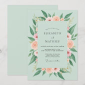 Zeeschuim Blush Ranunculus Eucalyptus Bruiloft Kaart (Voorkant / Achterkant)