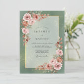 Zeeschuim Blush Roze Huwelijk Kaart (Staand voorkant)