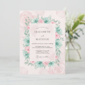 Zeeschuim Blush Succulente Eucalyptus Bruiloft Kaart (Staand voorkant)