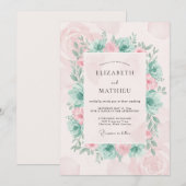 Zeeschuim Blush Succulente Eucalyptus Bruiloft Kaart (Voorkant / Achterkant)