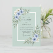 Zeeschuim Botanische Bruiloft Kaart (Staand voorkant)