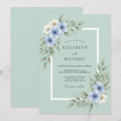 Zeeschuim Botanische Bruiloft Kaart (Voorkant / Achterkant)