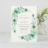 Zeeschuim Celadon Loofwerk Eucalyptus Bruiloft Kaart (Staand voorkant)